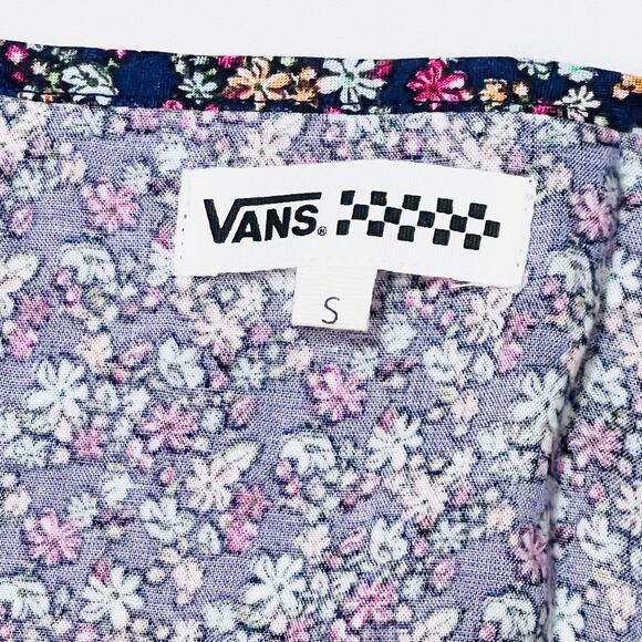 Vans Substitute Col Dress Junior Small Floral Print Blue Blouson Cutout Mini - Picture 6 of 6